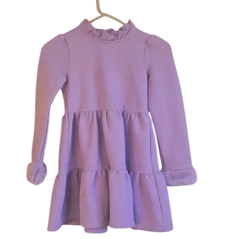 Janie and Jack purple quilted fur lined girls dress size 8